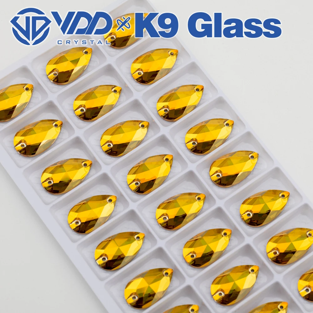 VDD S258 Sunshine Birnenförmige Hochwertige K9-Glas-Aufnähsteine, Kristall-Flachboden-Nähsteine, Strass-Steine für Kleidung und Kleiderdekoration – Detail 5