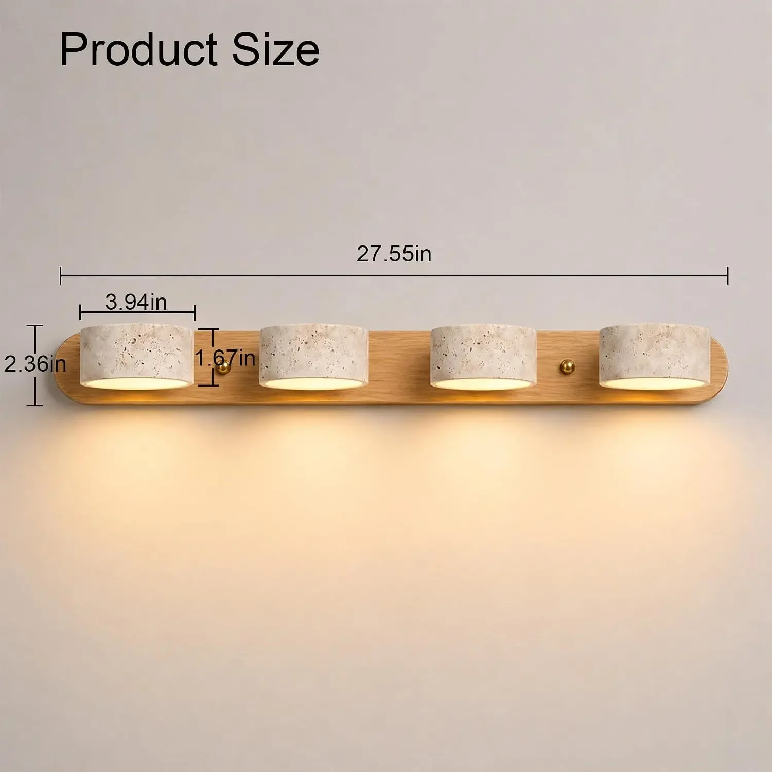 LED Bathroom Vanity Light, Travertine Stone Light Fixture, 360° Rotatable Stone Lampshades, Modern Rustic Wall Lamp for Bedroom, view 4
