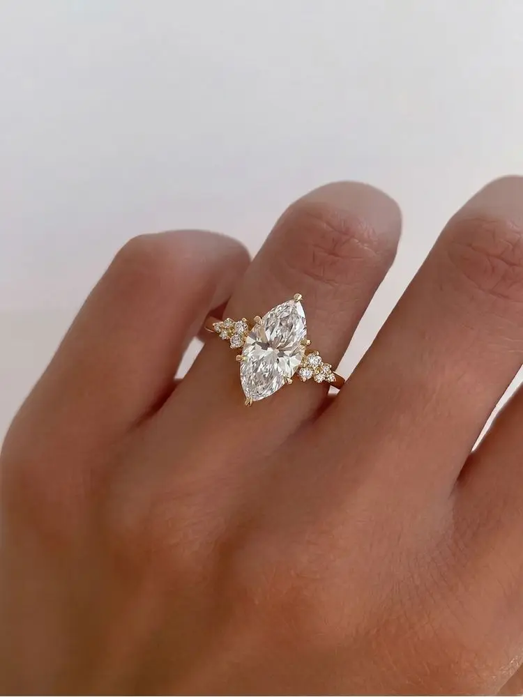 925 Sterling Silver Elegant Classic Lace Marquise Zircon Ring For Women Engagement Wedding Luxury High Quality Fine Jewelry