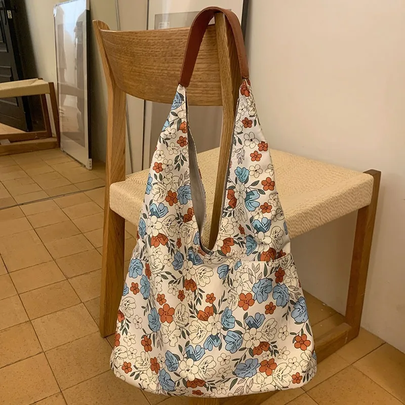 

Japanese Style Design Small Broken Flowers Shoulder Bag 2024 Versatile Retro Large-Capacity Tote bag Ladies Shopper Handbags