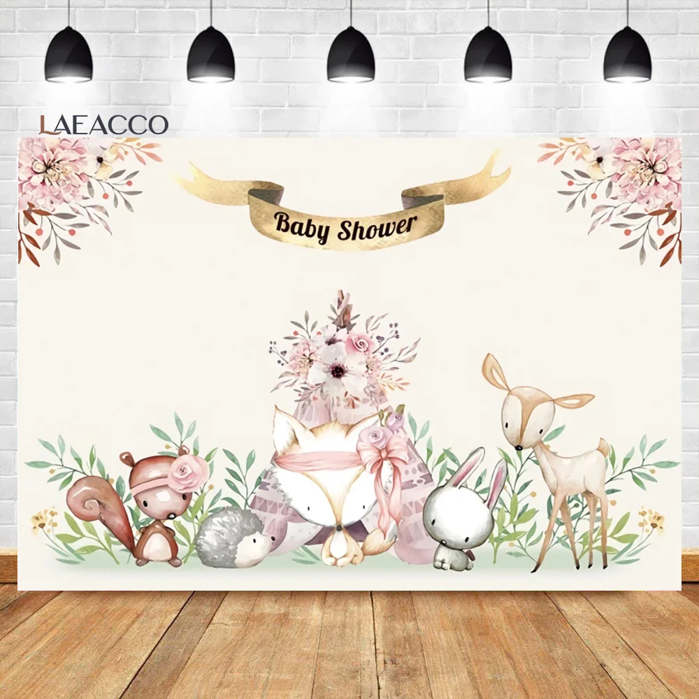 Laeacco Safari Birthday Party Photo Backdrop Wild One Jungle Animals Flowers Newborn Baby Shower Portrait Photography Background