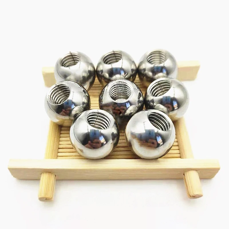 1PCS M4 M5 Thread Half Hole Metric Thread Stainless Steel Drilling Balls Female Thread Blind Hole Steel Ball Bead OD 6mm-60mm