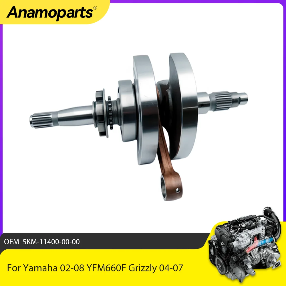 Motor Parts Crankshaft Assembly For Yamaha Grizzly Rhino 660 4X4 5KM-11400-00-00 2002-2008 Connecting Rod Shaft Bearing