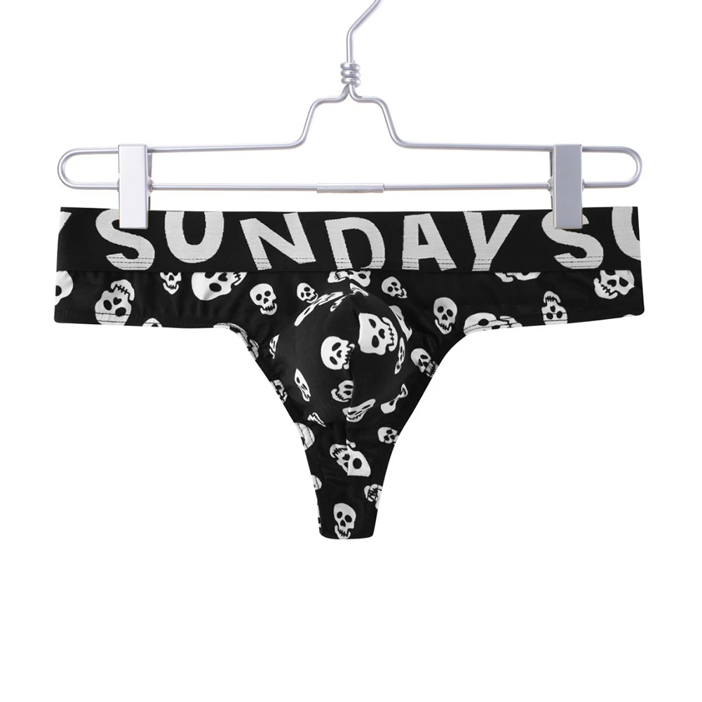 Lingerie Party Skull Thongs Comfortable Men's Bulge Pouch Underwear Bulge Pouch Elastic Waistband Fashion Underwear