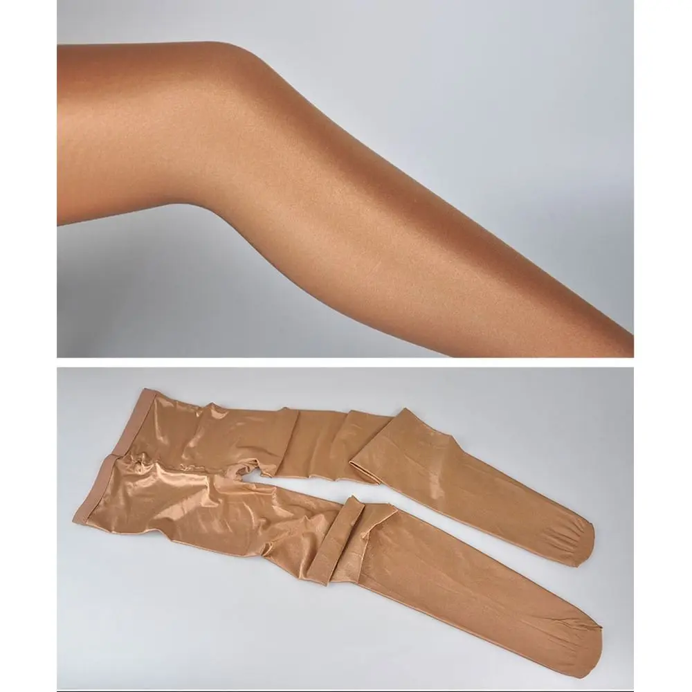 70D Shaping Tights Tummy Control High Waisted Shiny Pantyhose Solid Color Oil Glossy Women's Reflective Satin Leggings