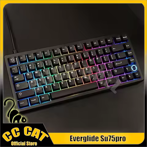 Everglide Su75pro Magnetic Switch Keyboard Su75 Pro Wired Keyboard Dual Lamp Keyboard 8k Gamer Gasket 0.001mm Aluminium Custom