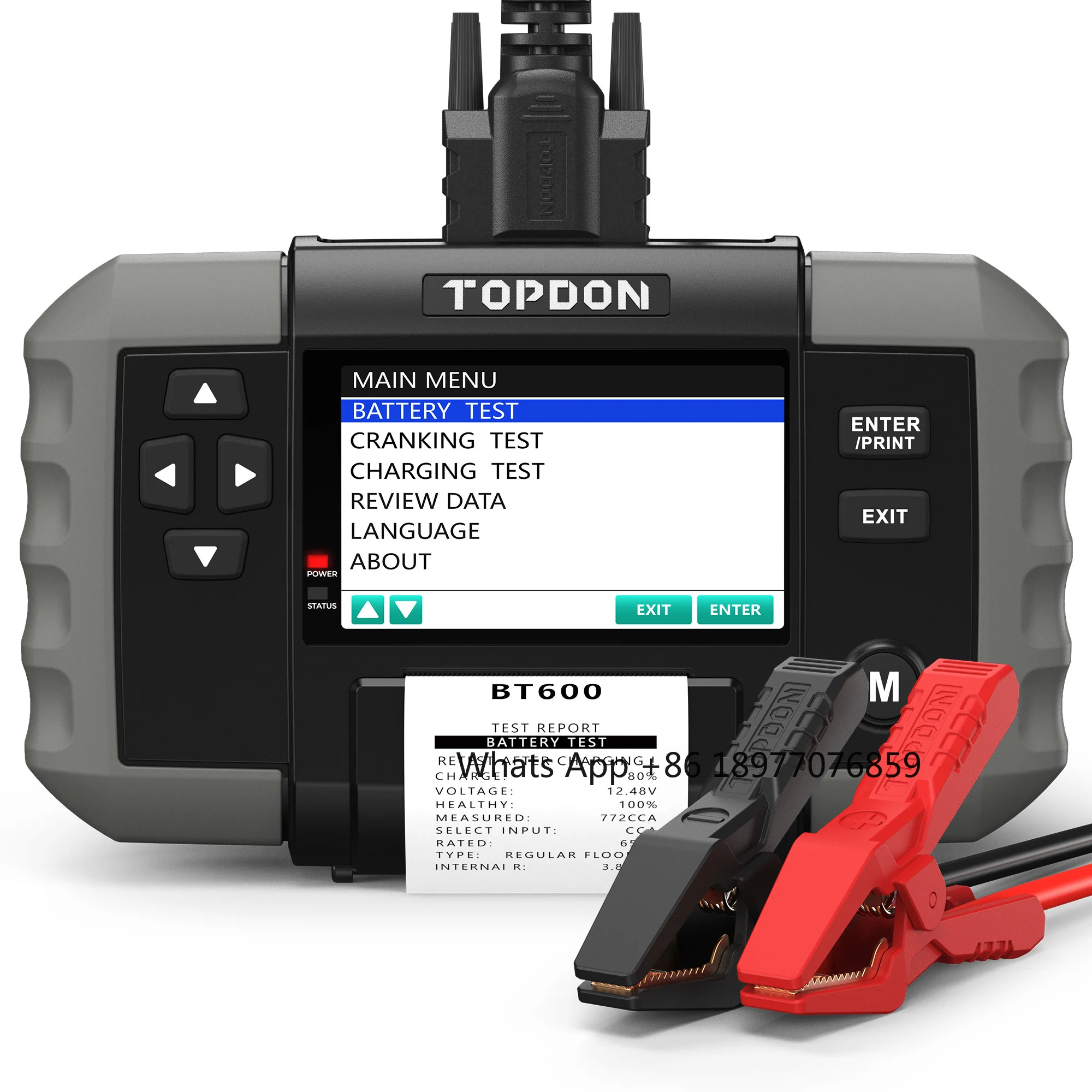 Topdon BT600 12v 24v Capacity Hybrid Lithium Comprehensive Electronic Load Car Battery Tester Analyzer Testers With Printer