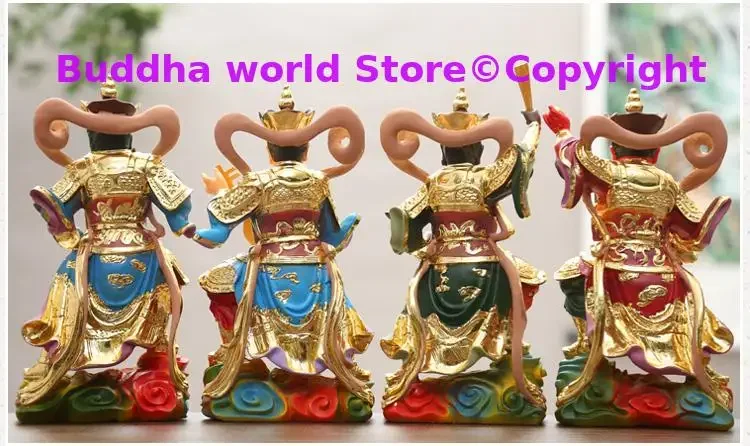 مجموعة 4 قطعة مزار المنزل مذبح حماية البوذية SI DA TIAN WANG PU SA Vajra بوديساتفا الآلهة تمثال بوذا كبير 26 سنتيمتر #3