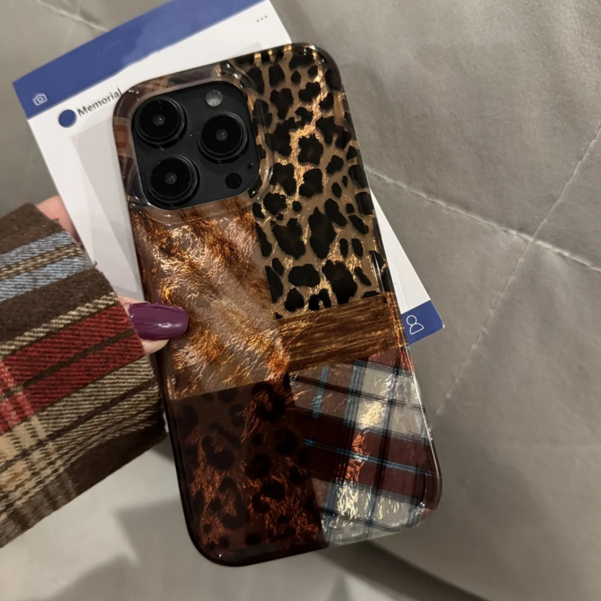Funda de teléfono con diseño de papel de aluminio y estampado de leopardo de alta gama para iPhone 17 Pro Max 17 Air 16E 16 15 14 13 12 11 7 8 Plus XS XR 17