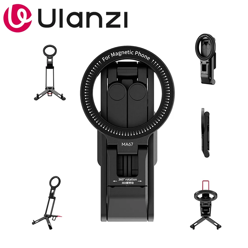 Ulanzi MA67 Magnetic Tri-Fold Phone Stand Handheld Tripod for iPhone 17 Pro Max 16 15 Phones for Vlog Video Photography Selfie