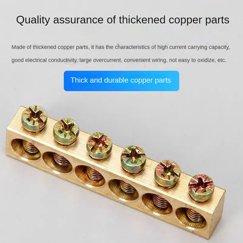 Blue White Green Bridge Design Zero Line 4-12 Pole Screw Brass Copper Grounding Strip Terminal Block Connector Earth And Neutral