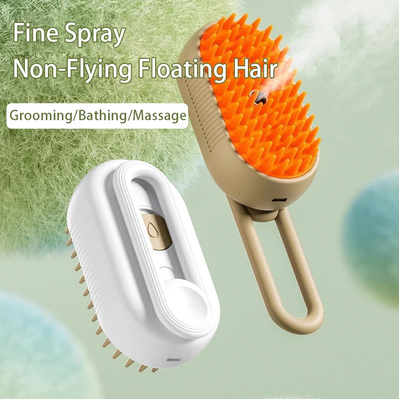 

Pet Cat Dog Spray Massage Comb Grooming Tool One-key Spray Anti-flying Hair Brush Vibrate Massage Cleaning Comb Pets Supplies