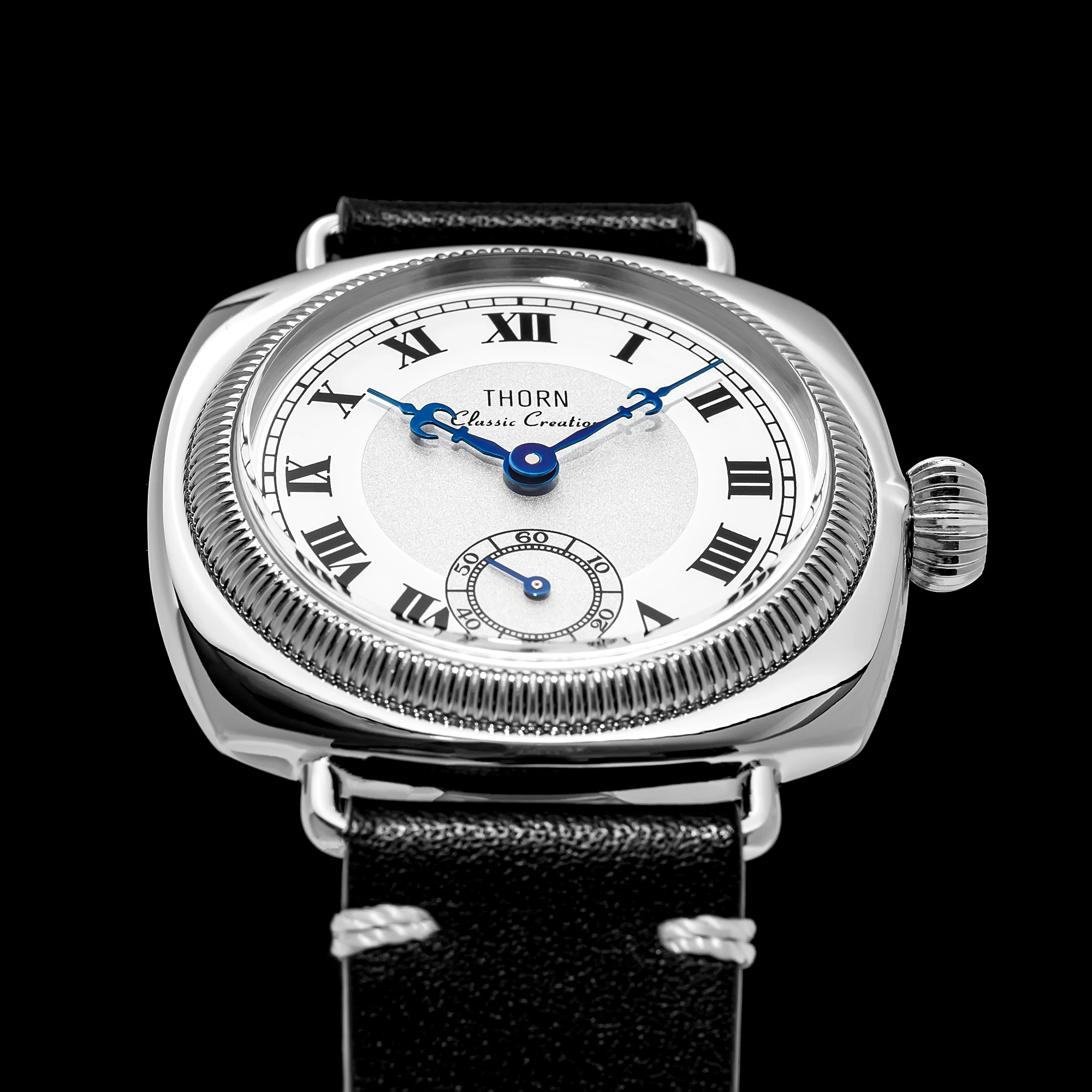 【T002】THORN-Uhr im klassischen Oyster-Stil, antike, kissenförmige Uhr im Retro-Stil, Paaruhr für Herren und Damen – Detail 8