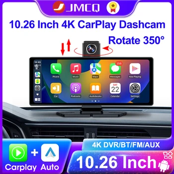 JMCQ 10.26 Inch 350°Rotating Front Camera Dash Camera 4K 3840*2160P Car DVR Wireless Carplay & Android Auto WiFi Bluetooth DVR