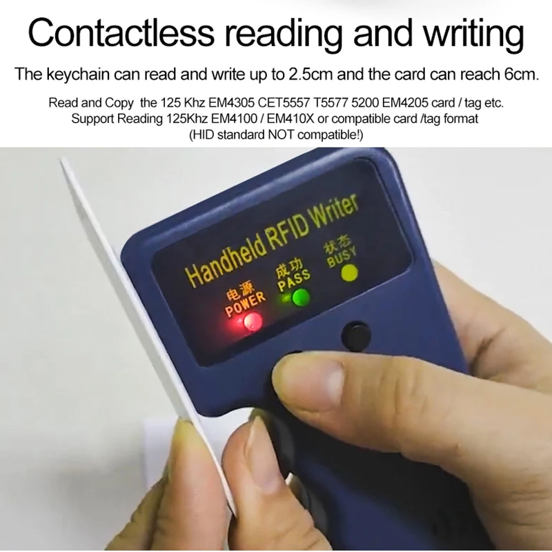 Handheld RFID Duplicator Card Reader 125KHz EM4100 Copier Writer Video Programmer T5577 Rewritable ID Keyfobs EM4305 Tags Card