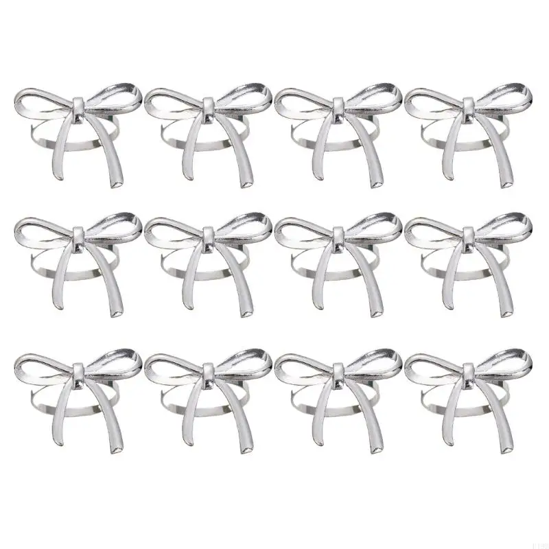 F19B 12Pcs Elegant Alloy Napkin Rings Perfect For Hosting Guests And Family Gatherings