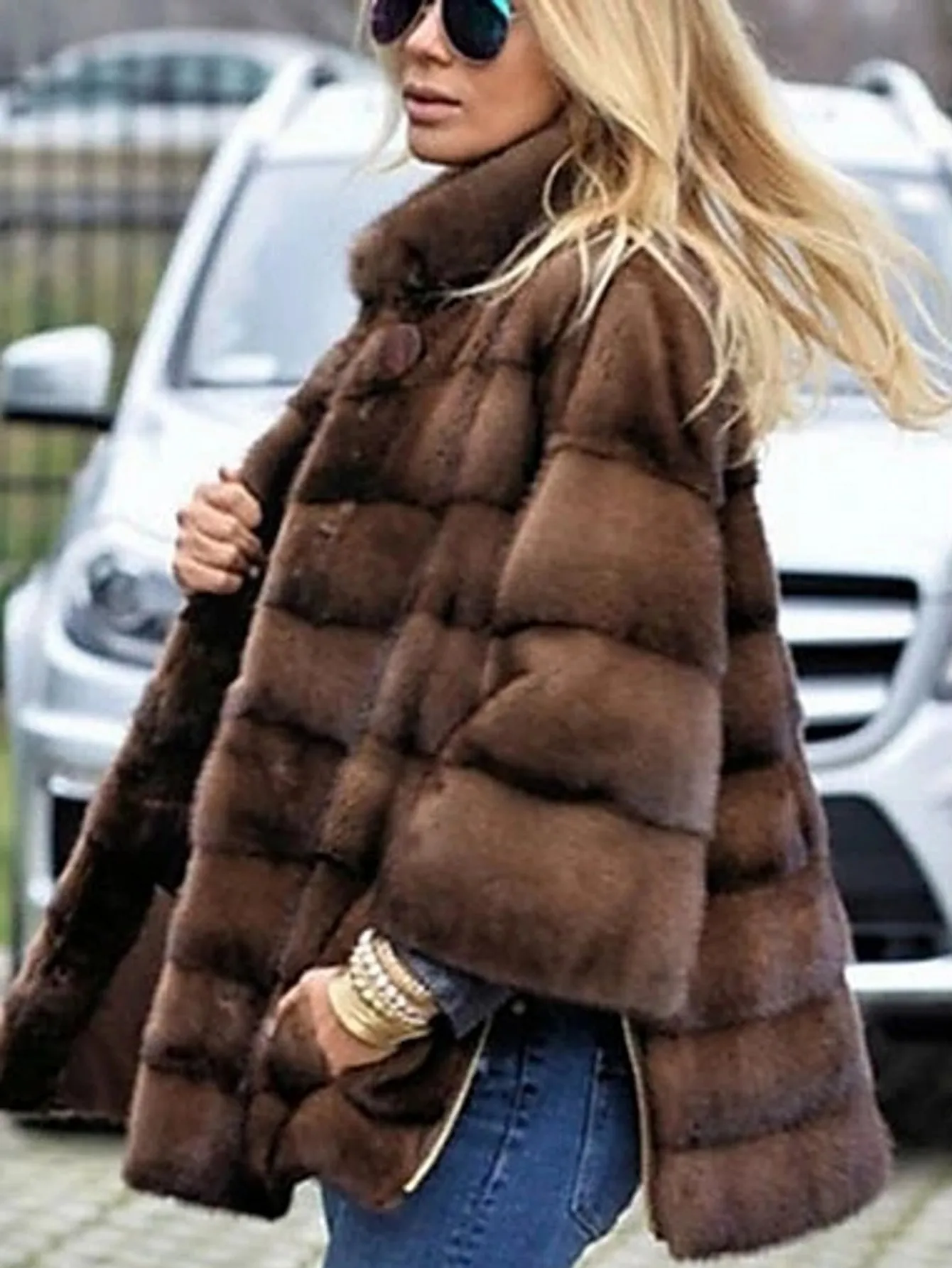 Осенне-зимняя женская повседневная куртка из искусственного меха, модная уличная одежда, коричневое норковое меховое теплое пальто из искусственного меха