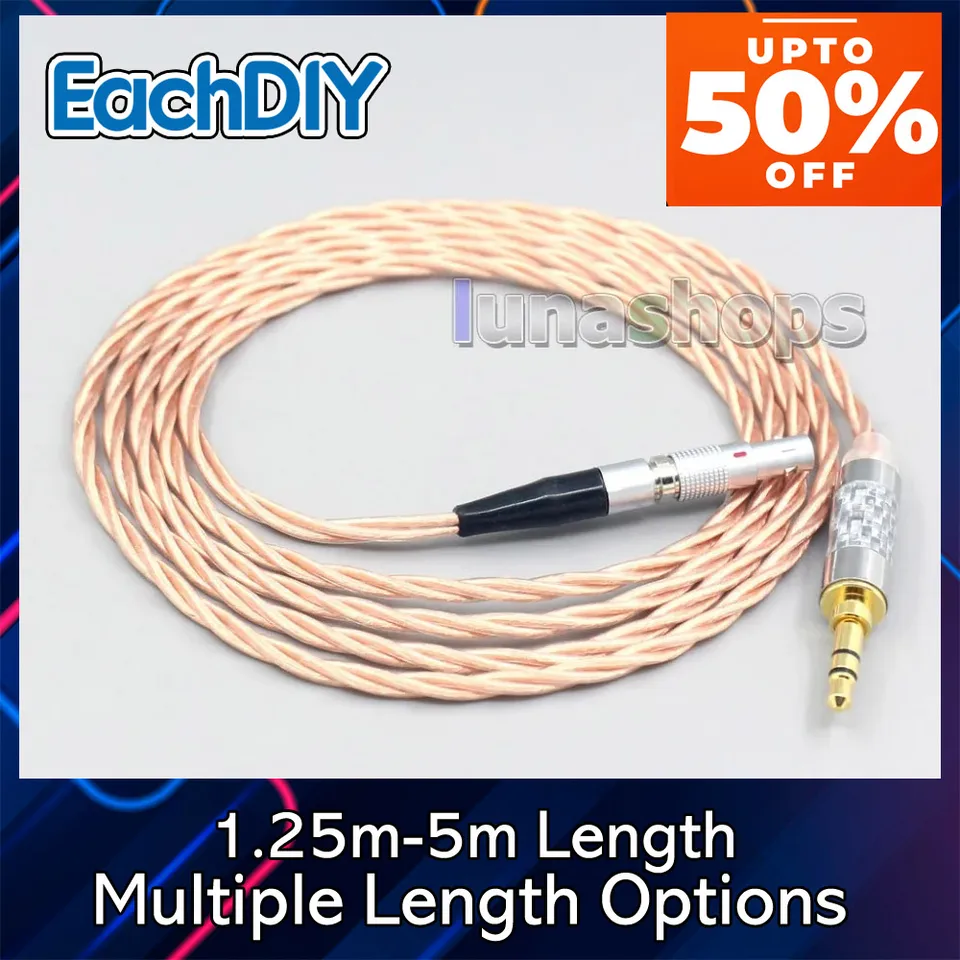 AKG K812 K872 8N-ofc 3.5mm3極 130cm テルル銅 Silver Plated Coaxial Earphone Cable for AKG K812 K872