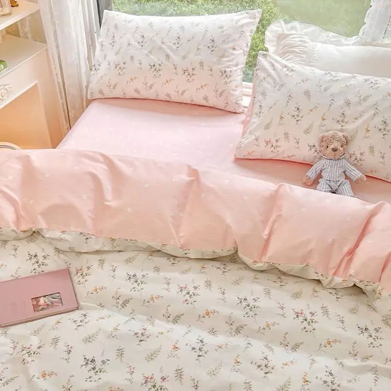 Funda nórdica Floral para cama, edredón de poliéster Pastoral para las cuatro estaciones, tamaño King y Queen, ropa de cama para dormitorio, textil