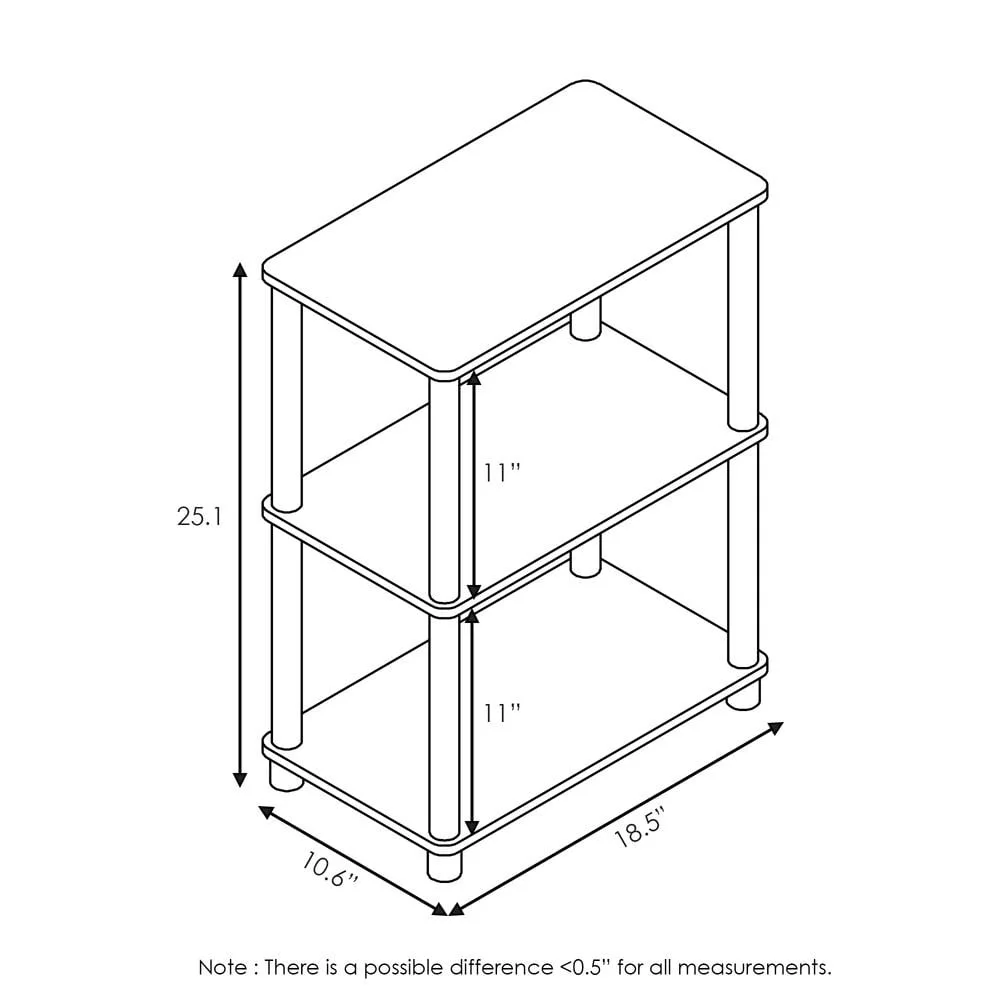 لا أداة 3-Tier تخزين الرف MDF أنابيب PVC قائمة بذاتها استخدام داخلي تصميم حافة مستديرة سهلة التجميع توفير المساحة ديكور المنزل