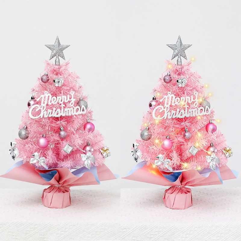 

Mini Pink Christmas Tree 45cm/60cm Desk Decoration Holiday Set With Ornaments And Topper Stylish Festive Decor For Small Spaces