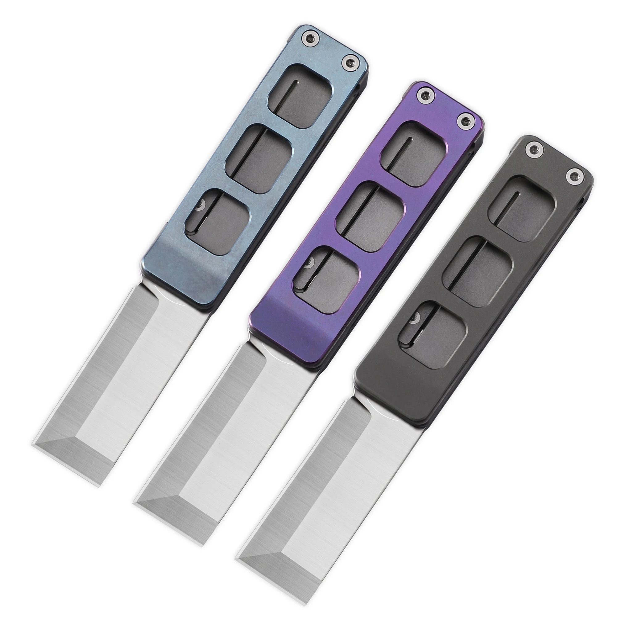 Imagem -02 - Petrificado Fish-pfe09 Mini Bolso Facas Dobráveis Edc Jackknife 14c28n Lâmina Titanium Handle Sobrevivência ao ar Livre Camping Ferramentas Manuais