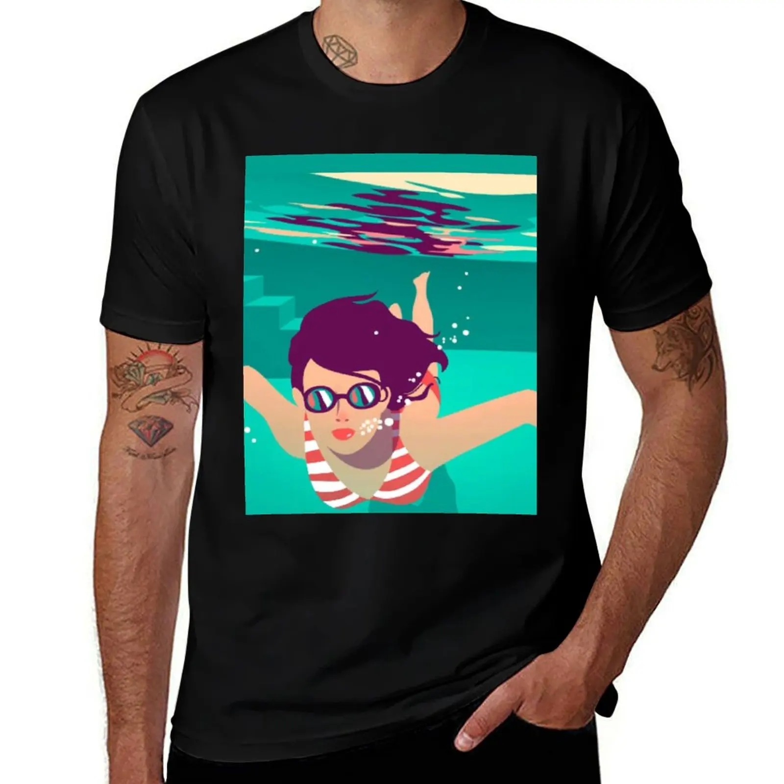 Swimming Girl, Pool Fun, Swim like a Girl T-Shirt plus sizes Short sleeve tee anime Aesthetic clothing men t shirts