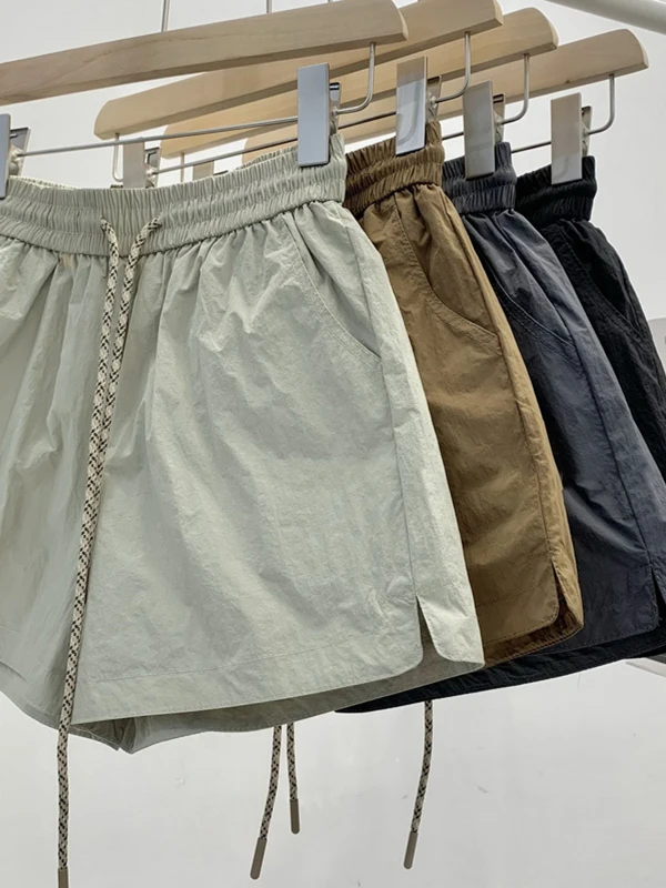 

Американские женские шорты Slim Dry Thin: Новые летние свободные шорты А-силуэта для похудения, повседневные спортивные шорты с высокой талией, модные