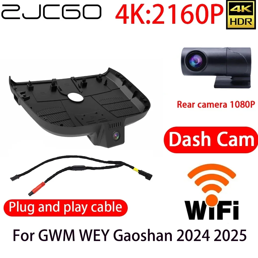 

ZJCGO 4K DVR Dash Cam Wifi Front Rear Camera 24h Monitor for GWM WEY Gaoshan 2024 2025