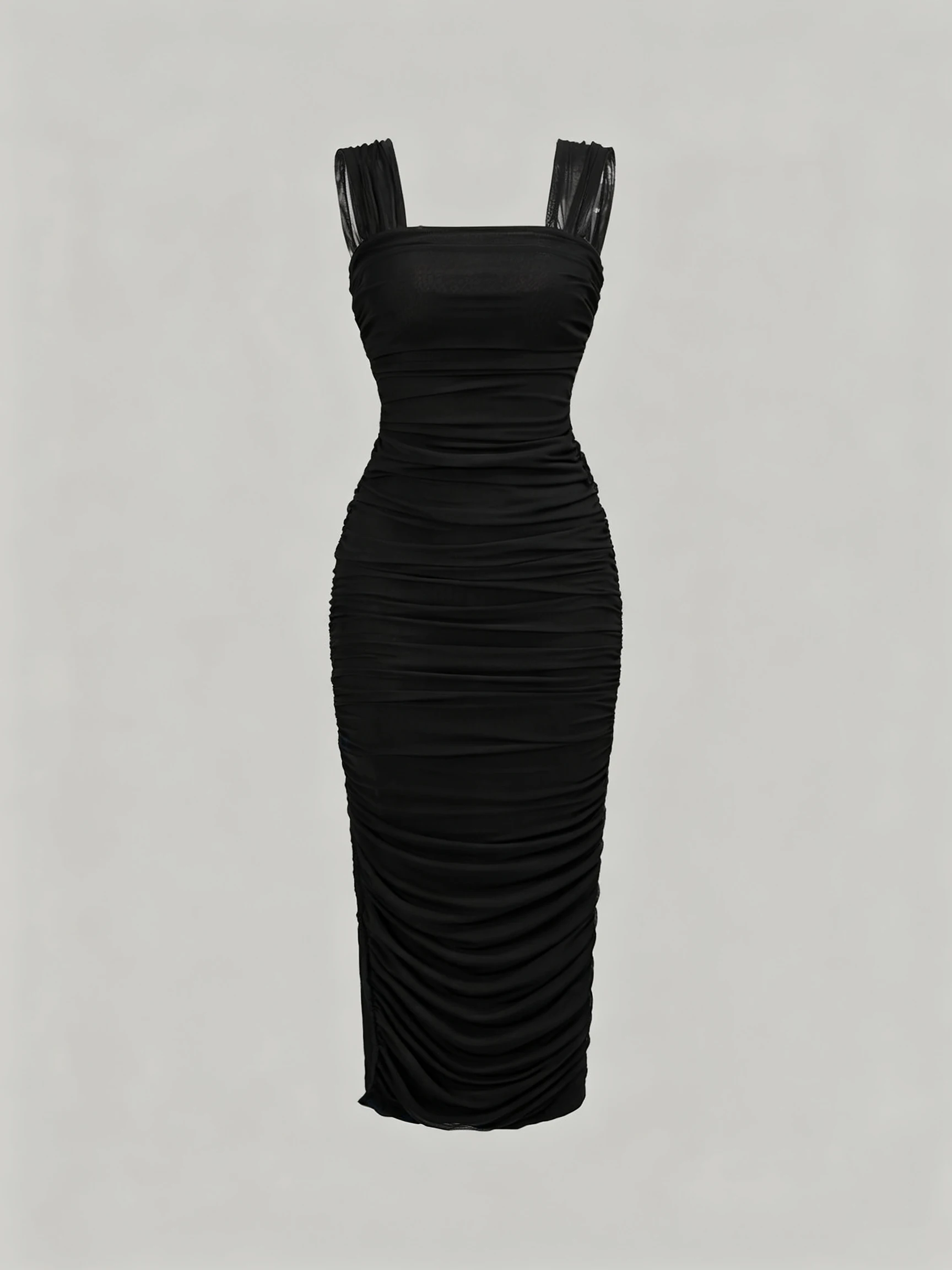 Damen Sommer Sexy Bodycon-Kleid, Damen Sexy Spaghetti-Träger, Ärmellos, mit Schlitz, Einfarbiges Etuikleid, Vestidos Party Lange Kleider 2026 – Detail 15
