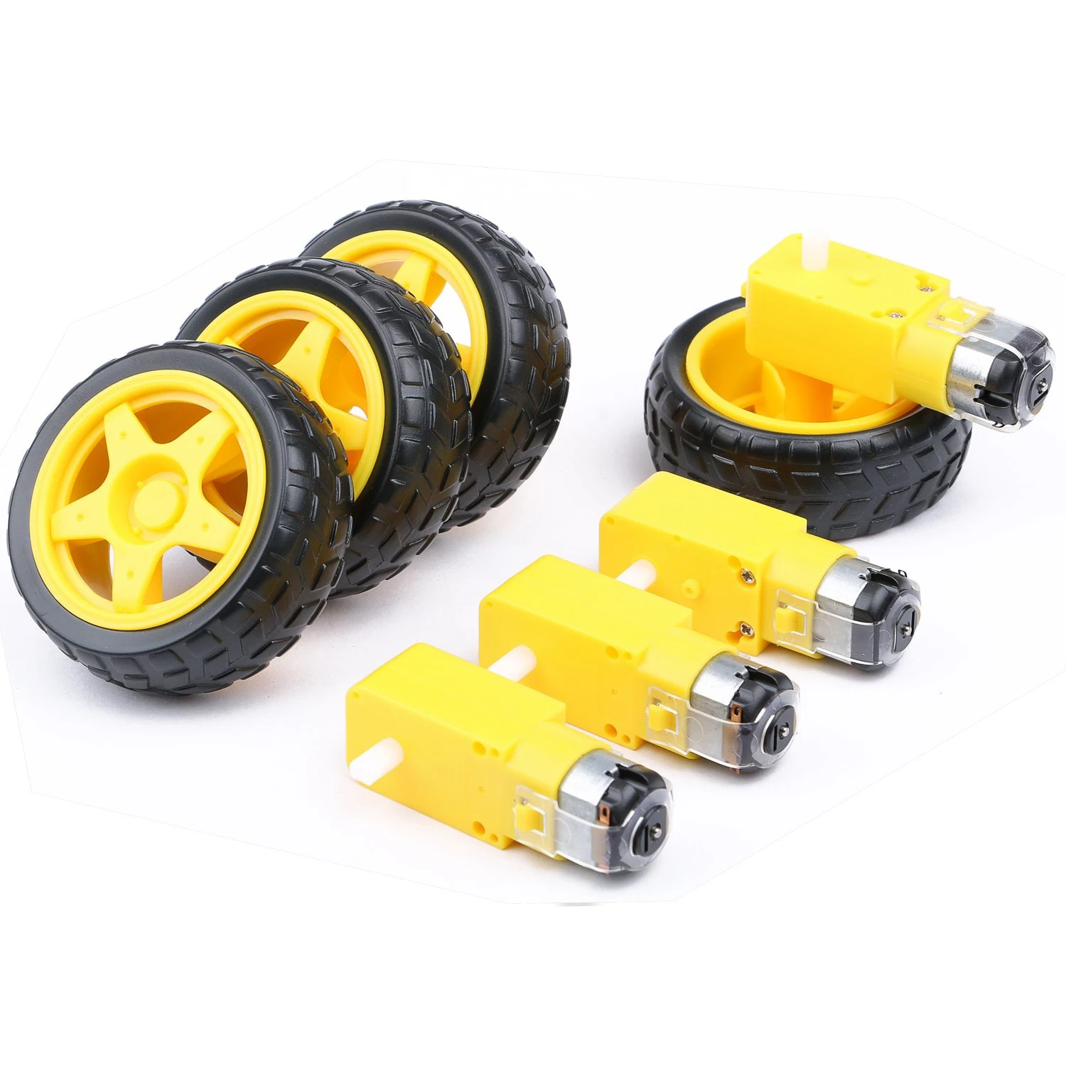 4PCS DC Electric Motor with TT Motor Tire Wheel 3-6V Dual Shaft Gear Motor TT Magnetic Gearbox Engine For Arduino Smart Car