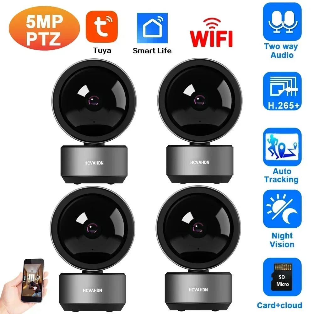 Smart Life 5MP IP WiFi Camera Surveillance Security Baby Monitor Automatic Human Tracking Cam Two Way Audio Indoor Video Camera