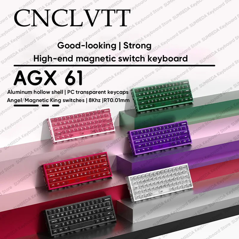

CNCLVTT AGX61 Holy60 GH60 Алюминиевая игровая магнитная механическая клавиатура Полый дизайн Быстрый триггер 0,01 мм 8K Проводная игровая клавиатура