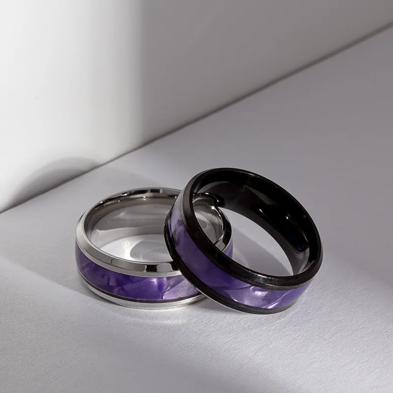 Fashion Hot Selling Titanium Steel Elegant Purple Couple Ring For Women Men Jewelry Valentine Gifts  Size 6-13