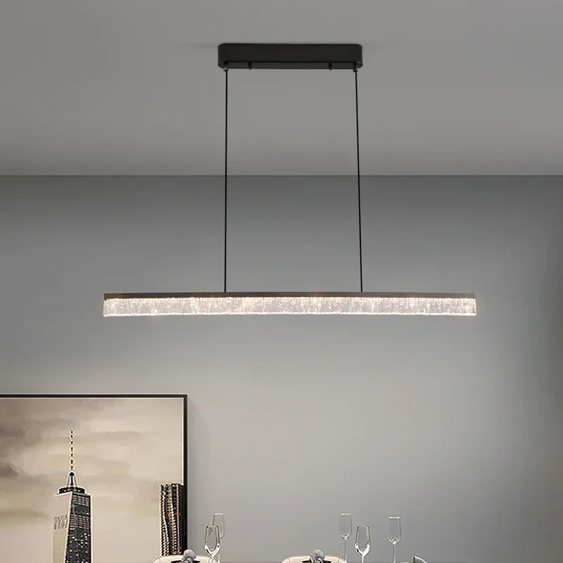 Preto led luzes pingente para sala de jantar cozinha 100cm 120cm suspender lâmpada lustre pendurado luminária led