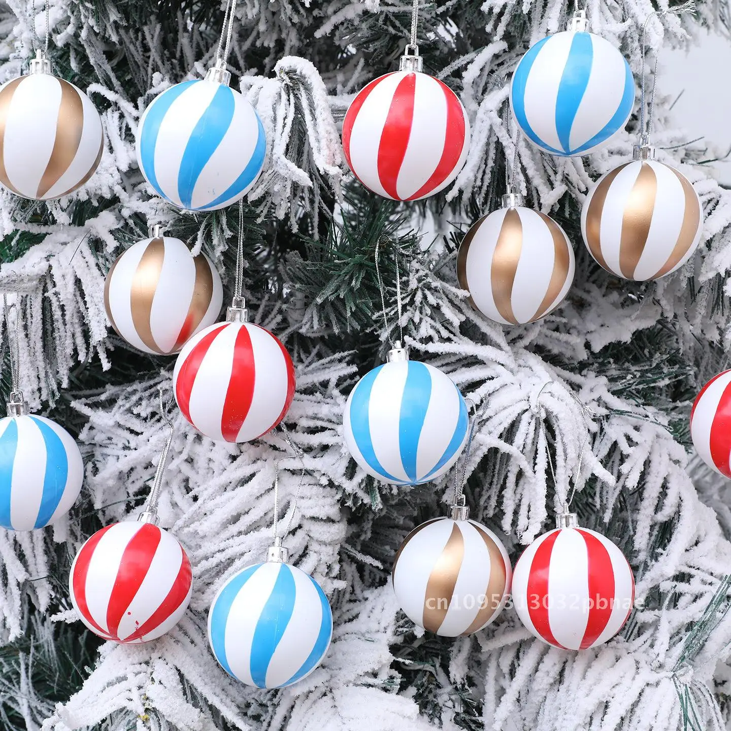 

Christmas Ball Striped Round Hanging Ball Round Round Vertical Strip Interval Pattern Rainbow Wave Line Decorative Ball