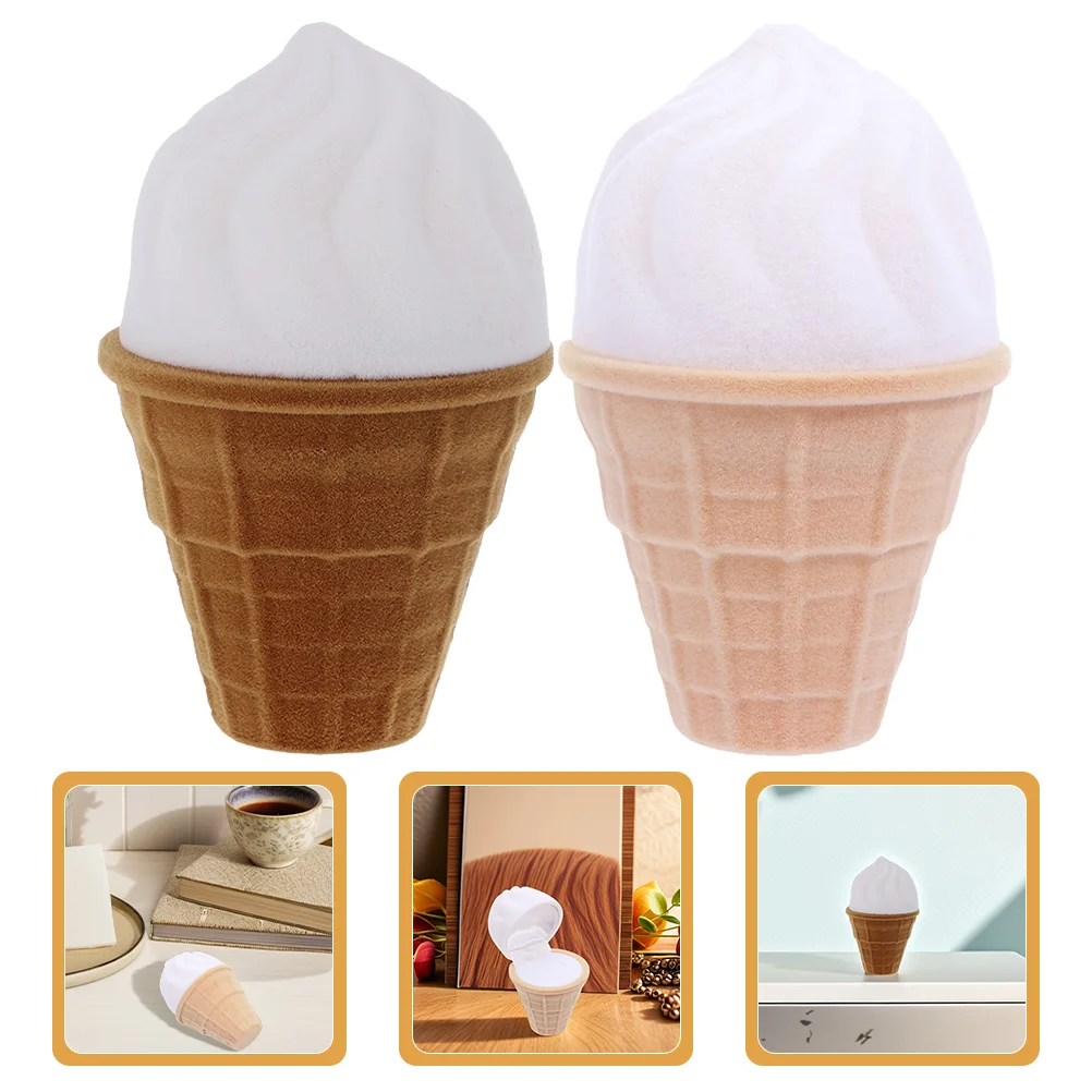 2 Pcs Valentine's Day Ring Box Rings Trinket Storage Case Jewelry Cone Hat Tweezers Single Holder Lovely Ice Cream Stud