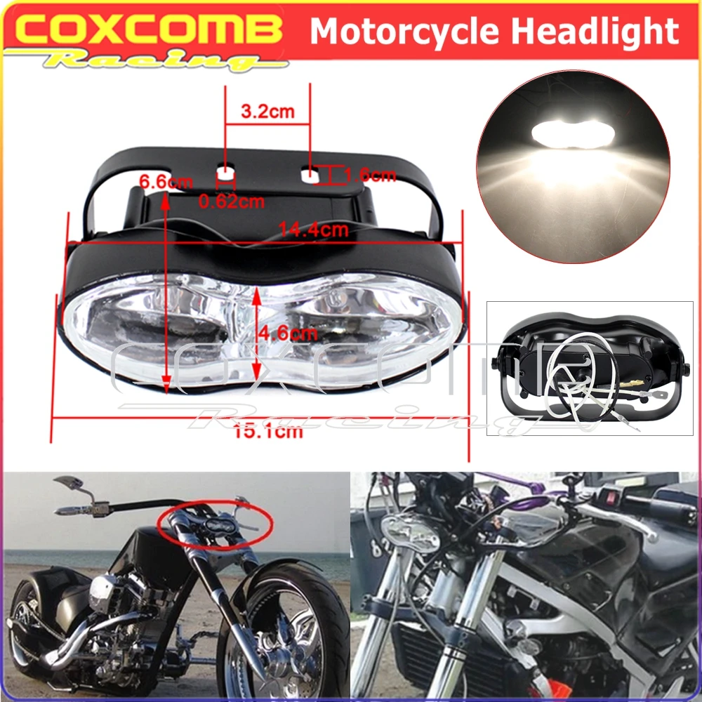 Vintage Motorcycle Wave Headlight Double Oval Headlamp Twin Head Lamp For Harley Sportster Cafe Racer Bobber Cruisers Chopper