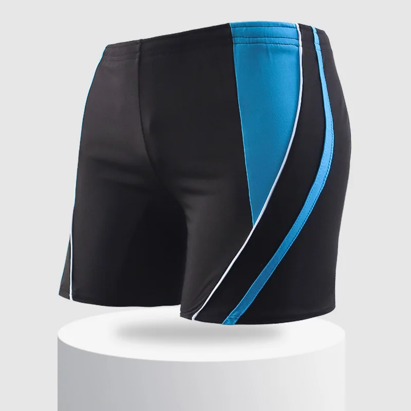 Roupa de banho elástica para homens, listrada praia nadar esporte cuecas curtas, surf verão maiô, shorts boxer maiô