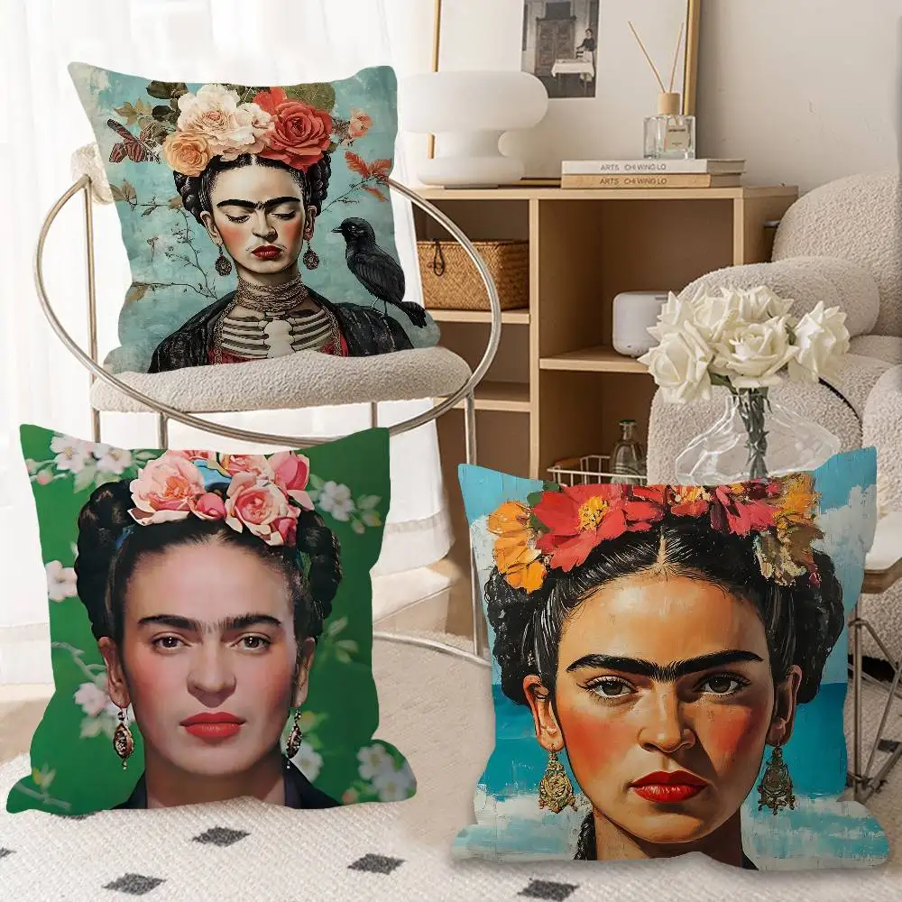 F-FridaS-S K-KahloES Cushion Cover Car Throw Pillow Case For Sofa Car Christmas Gift 40x40cm 45x45cm