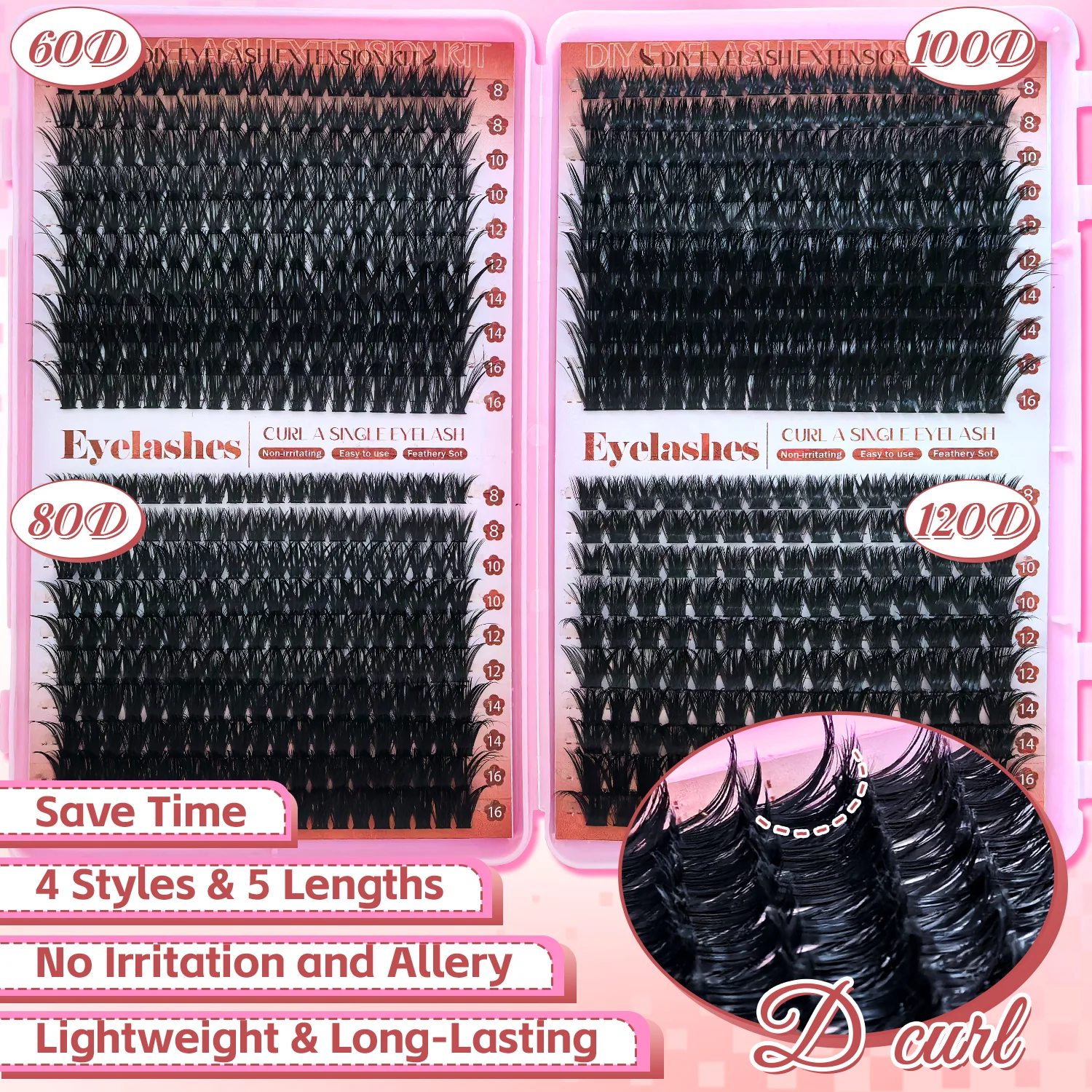 D Curl Eyelashes Clusters Begi - Beauty Makeup Book recension och pris