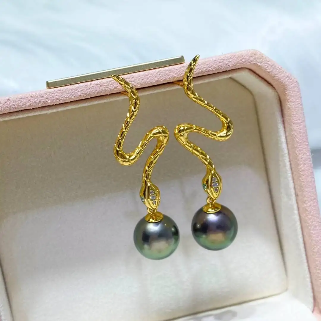 

Snake Shape 925 Sterling Silver Earrings Mount Findings Settings Base Mounting Parts Accessory for 9-12mm Pearls 5 pairs/lot