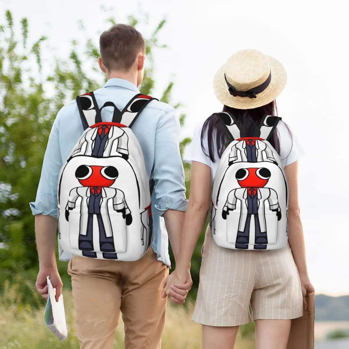 Red Scientist Rainbow Friend Backpack Student BookBag Kids School Bag Computer Shoulder Bags for Boys Girls