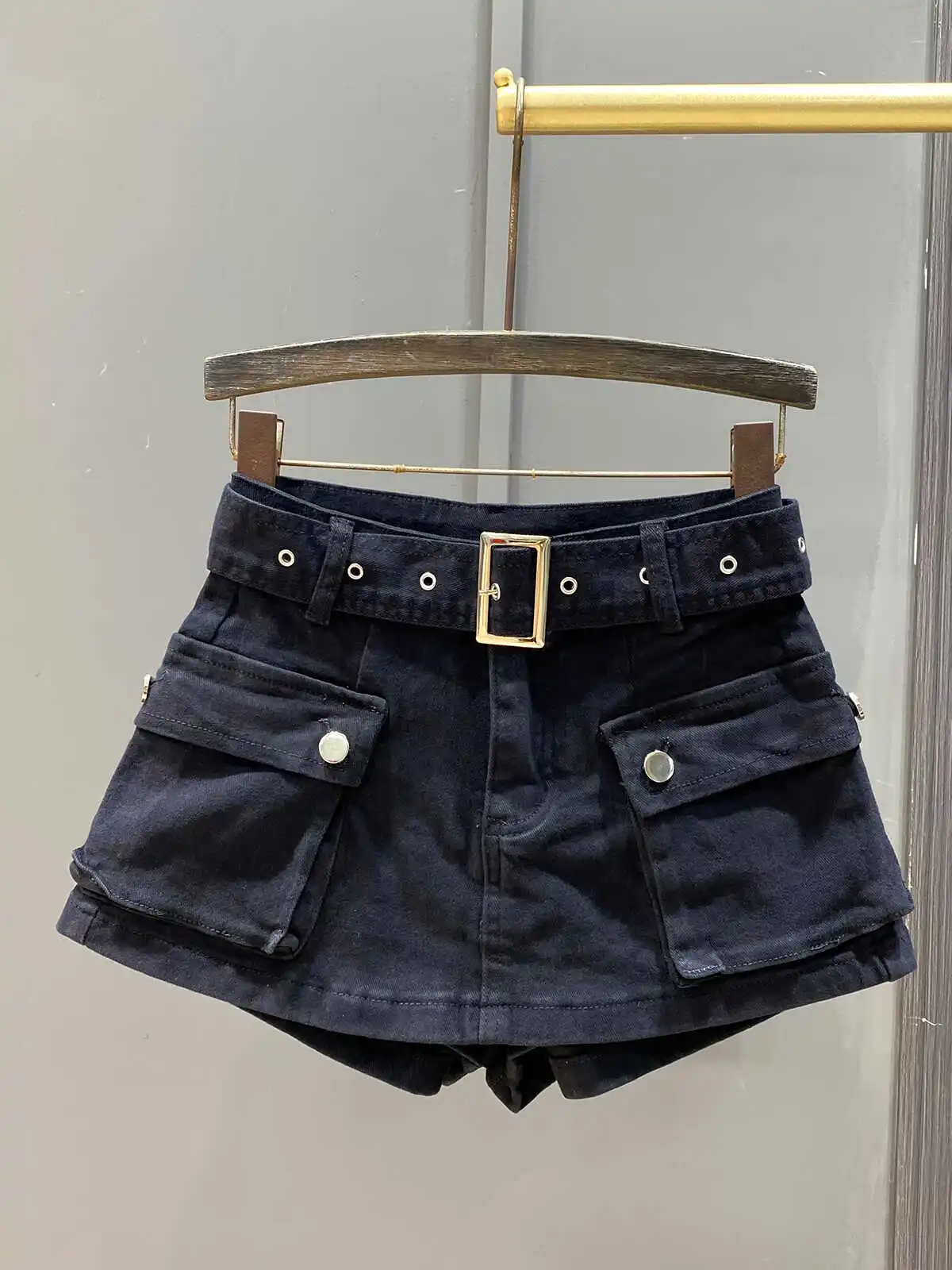 

Джинсовая юбка-шорты Bla с высокой талией, повседневная, для работы, женская, осенняя, универсальная, утягивающая, А-силуэт, защита от просвечивания