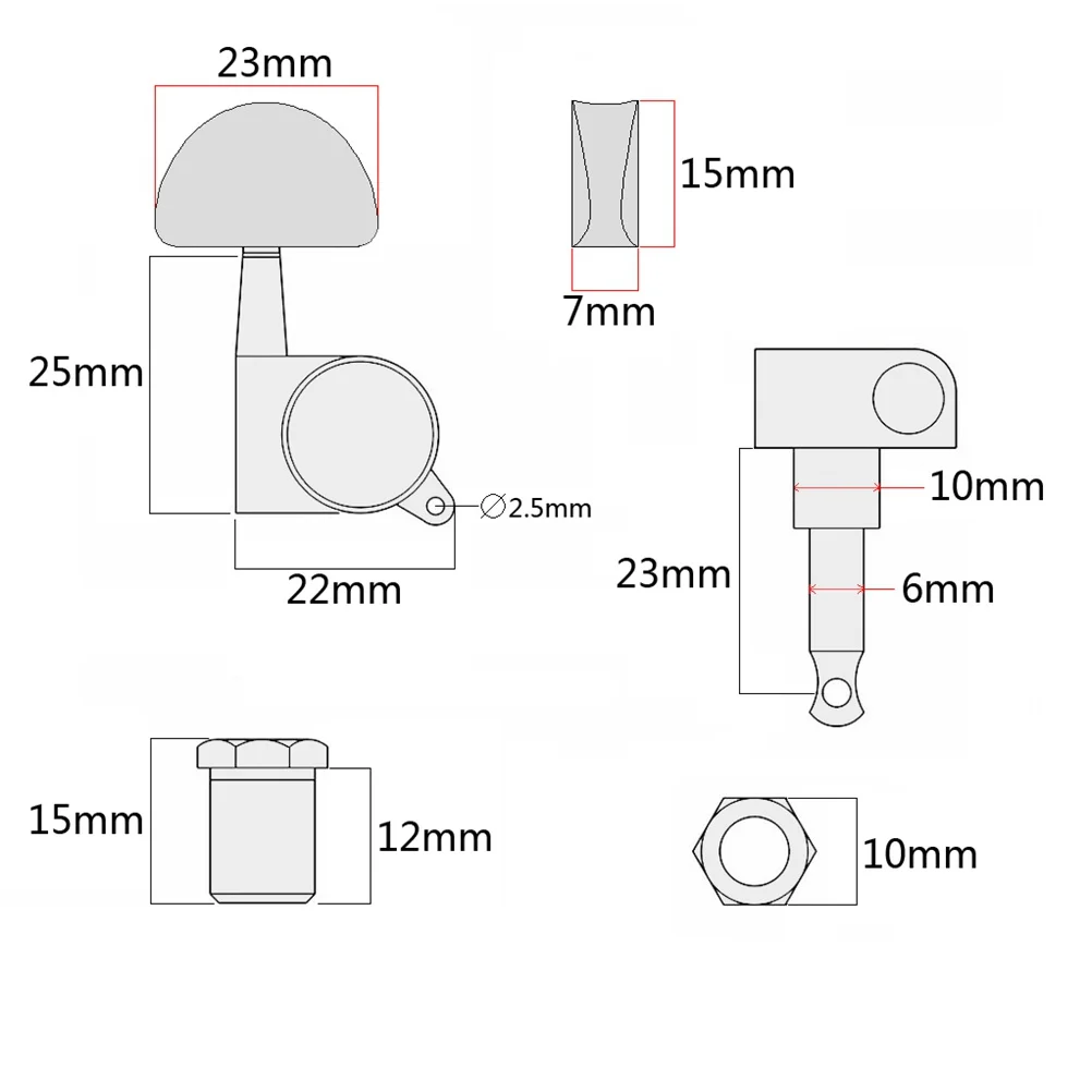 

6 PCS 3L3R Sealed Electric Guitar String Tuning Pegs Tuners Machine Heads with Mounting Screws Ferrules Bushings for Acoustic El