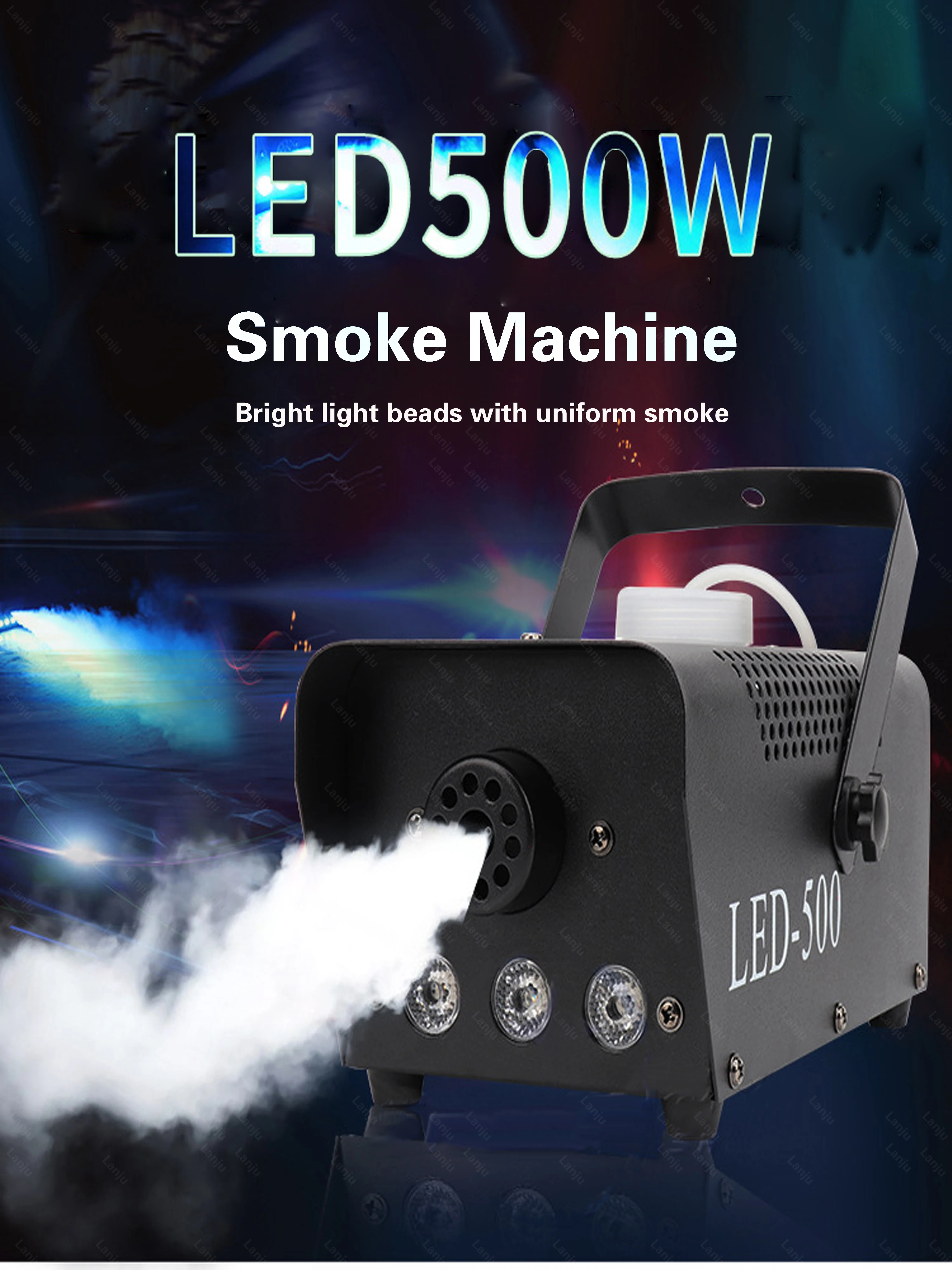 

Hot sale remote control smoke machine mini fullcolor LED 500W stage lighting Christmas wedding party disco DJ stage effect props