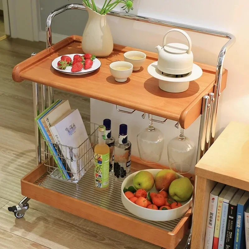 Mesa de computador carrinho lateral estante de madeira maciça rack de armazenamento sofá mesa de centro lateral móvel mesas de centro de cabeceira