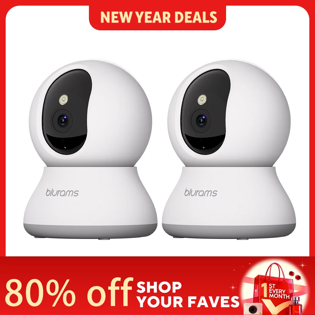 Telecamera di sicurezza interna Blurams da 2 pezzi 2K, telecamera di sicurezza domestica per cani/anziani, telecamera di sicurezza con aggiornamento chiamate one-touch A31S-2pc