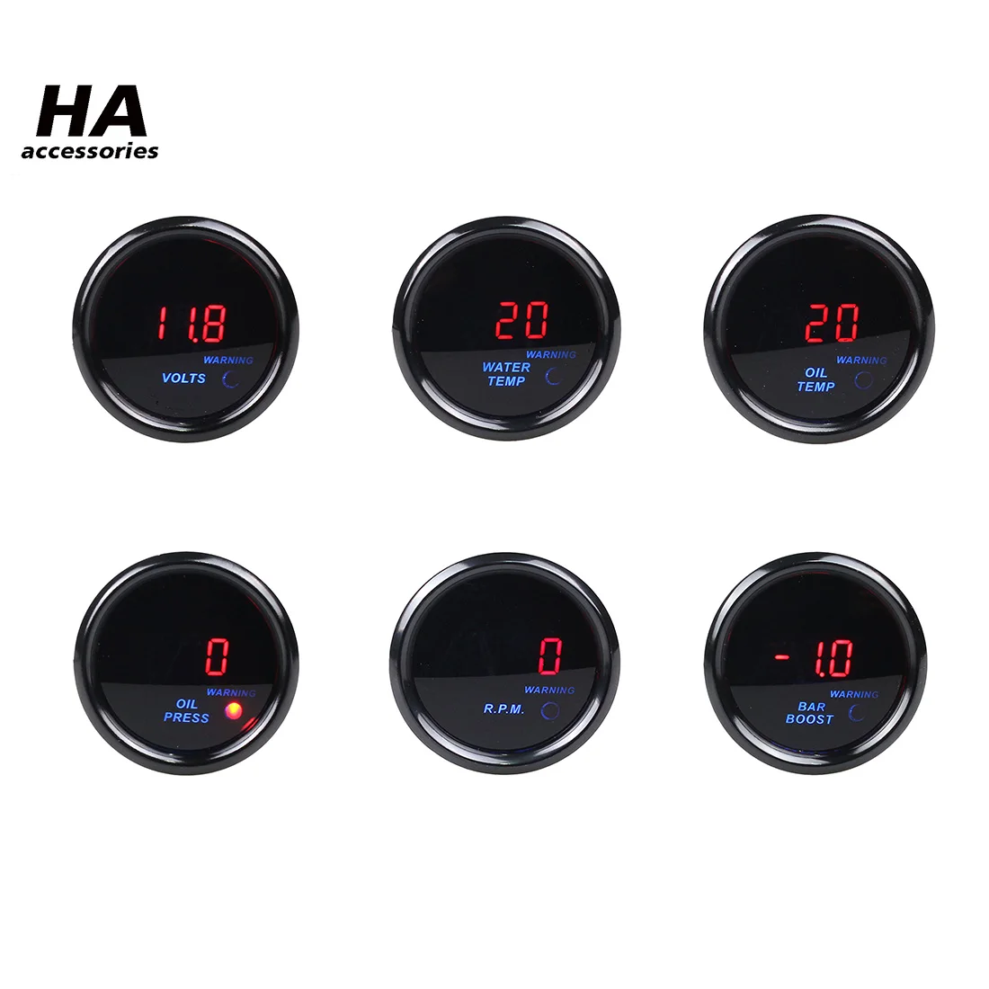 

52mm Car Digital Auto Gauge Turbo Boost Bar Oil Pressure Water Temp Tachometer