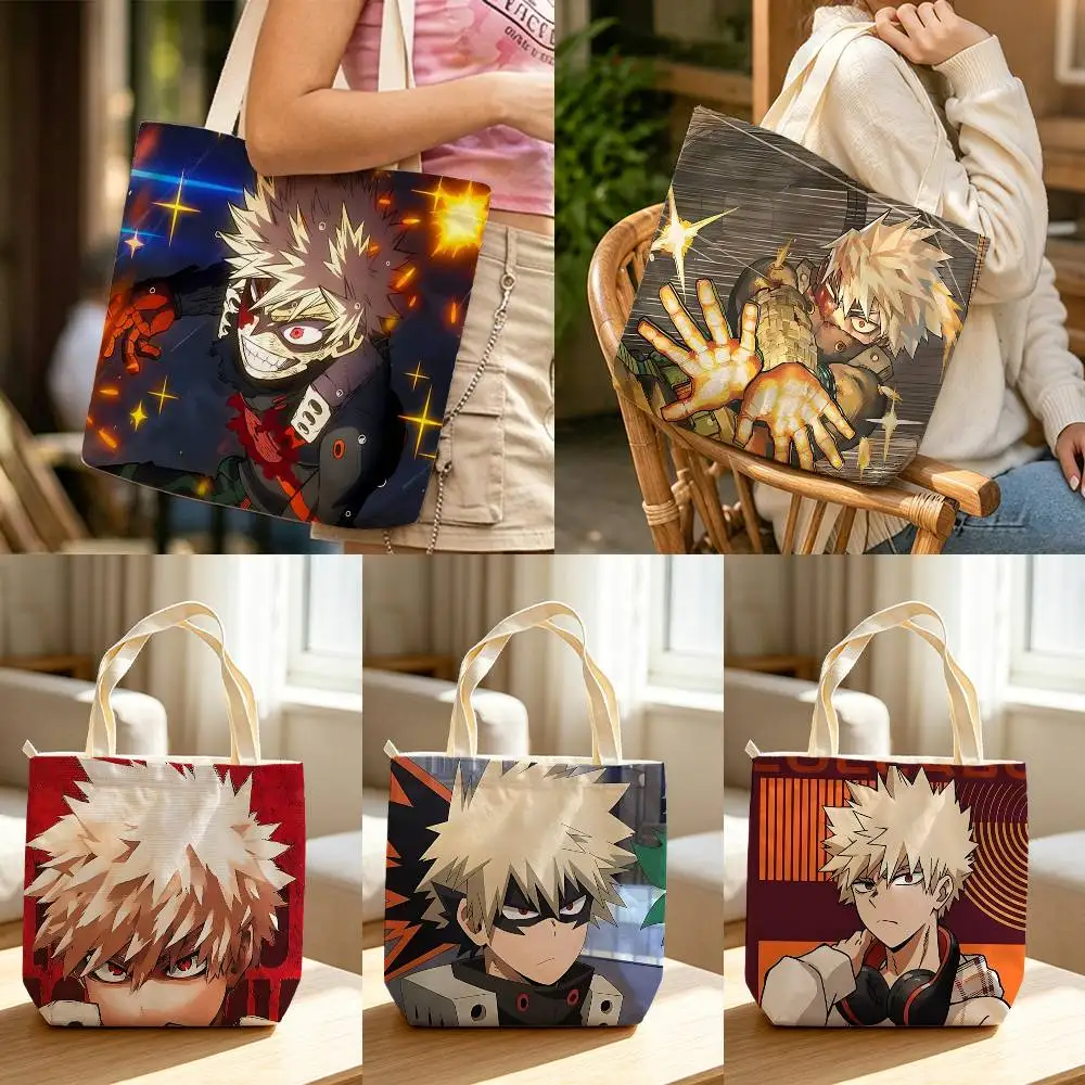 Kacchan MHA K-Katsuki Bakugo Waterproof Lined Canvas bags suitable for going to class, shopping, gifts, and commuting